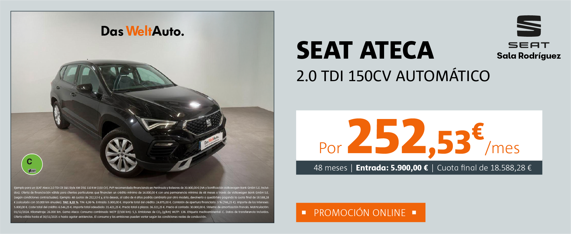 SEAT Ateca TDI Automático por 252,53€/mes*